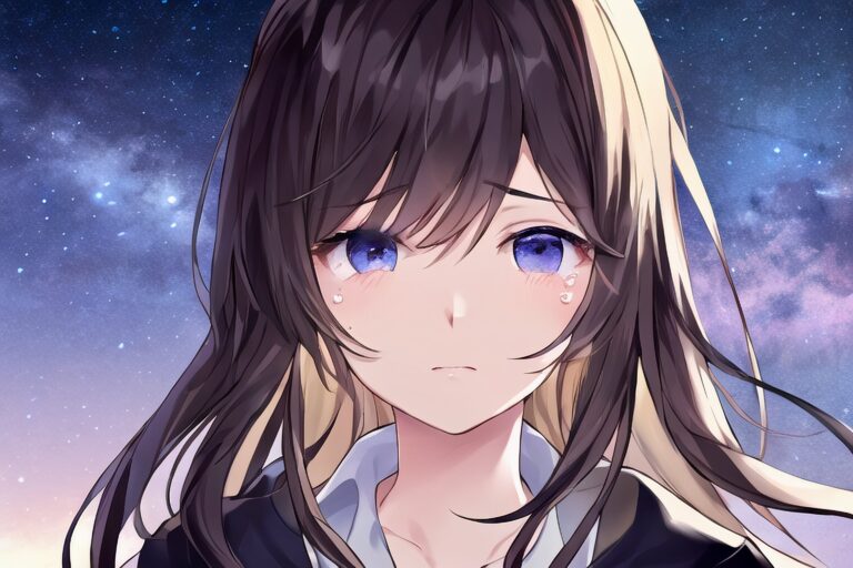 夕暮れ女の子泣き顔