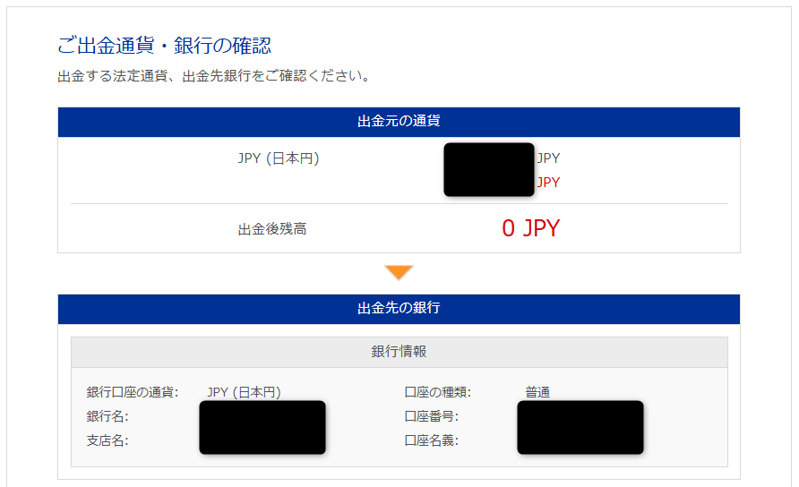 bitwallet⇒銀行口座へ出金申請5