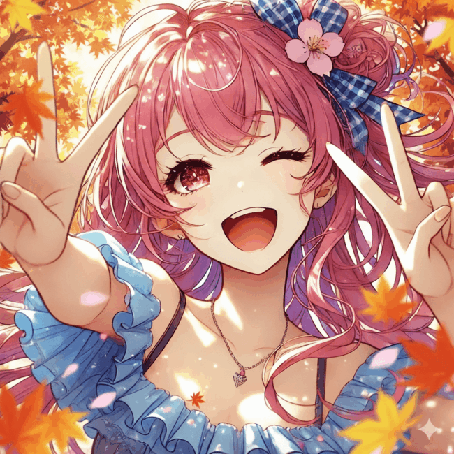 ダブルピースサインの女の子