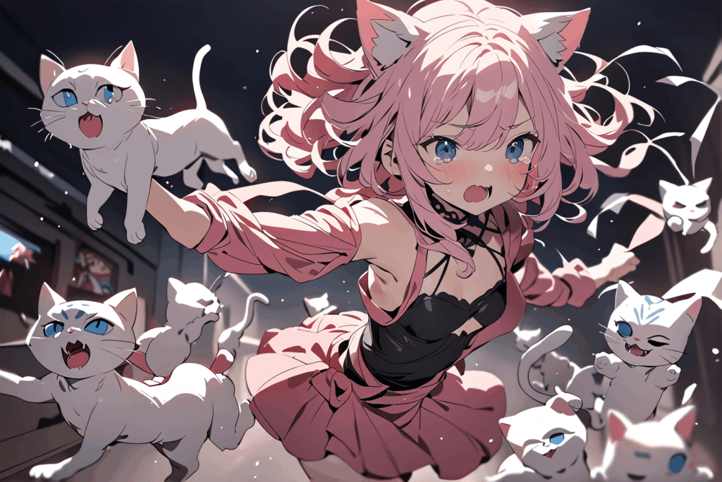 女の子とネコたち